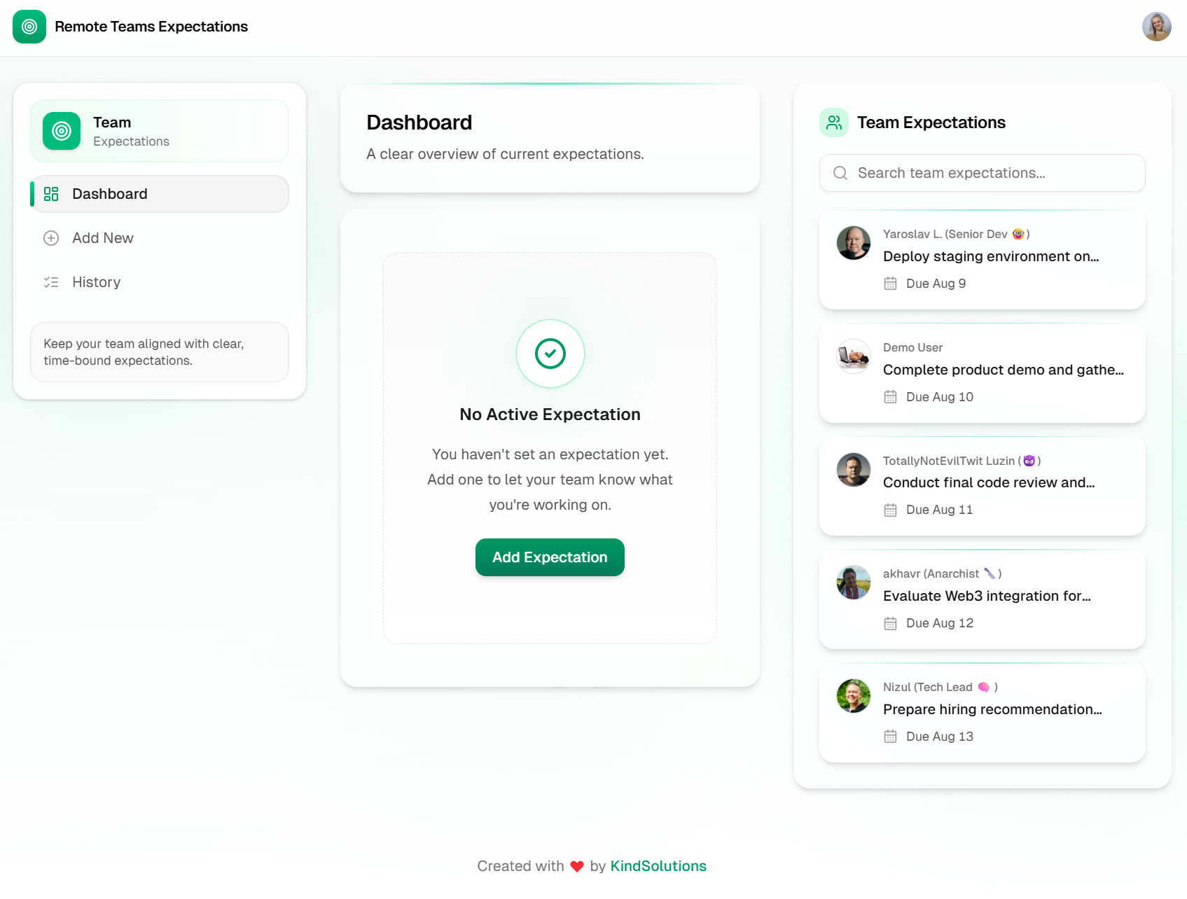 Remote Teams Expectations Dashboard